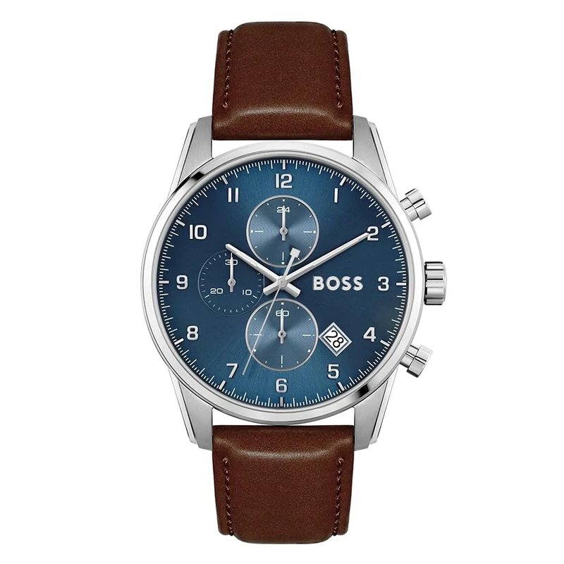 BOSS Chronograph Quartz Watch for Men SKYMASTER Collection with Brown Leather Strap - 1513940