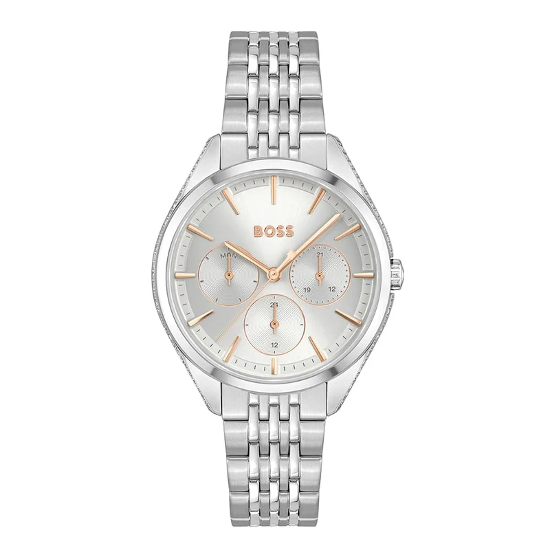 BOSS Analogue Multifunction Quartz Watch for Women SAYA Collection with Silver Stainless Steel Bracelet - 1502640
