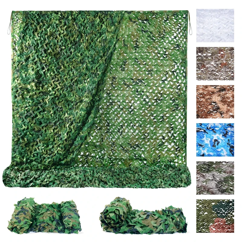 Sposuit Camouflage Net Sun Protection Camouflage Net 6 x 6 m Green Can be Used for Hunting, Forest Landscape Decorating and Outdoor Camping