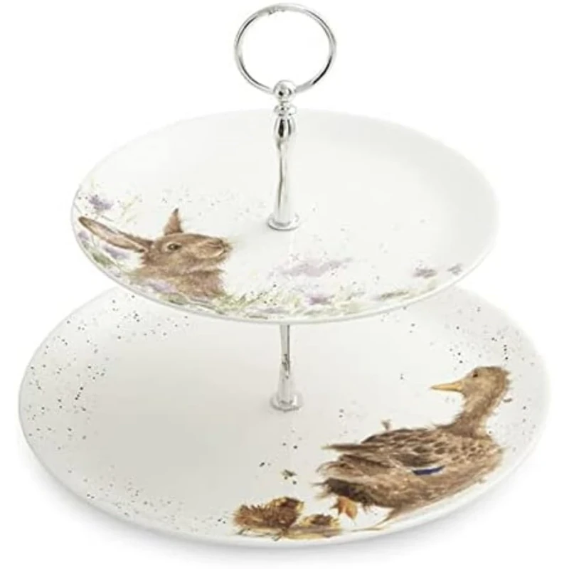 Portmeirion Home & Gifts Wrendale 2 Tiered Cake Stand, Multicolour (WN4375-XG)