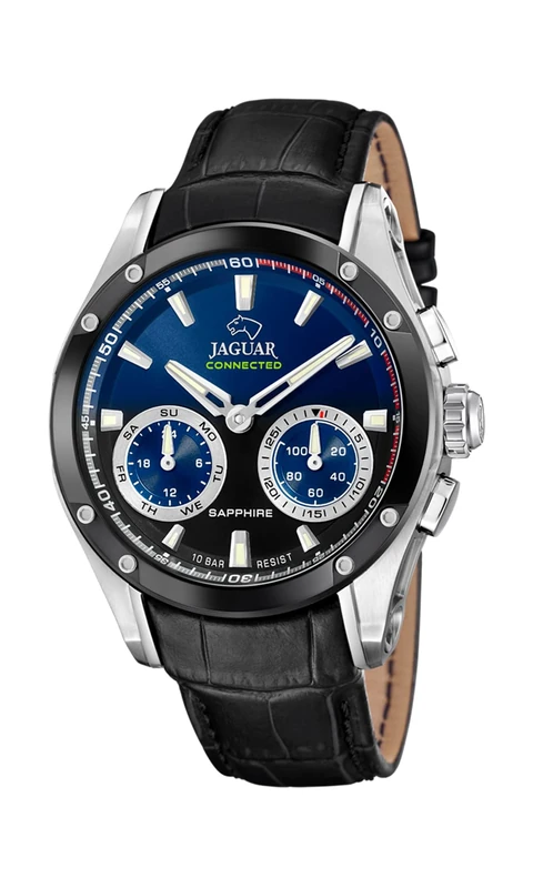 JAGUAR J958/1 Men's Hybrid Smartwatch - Silver & Black Leather