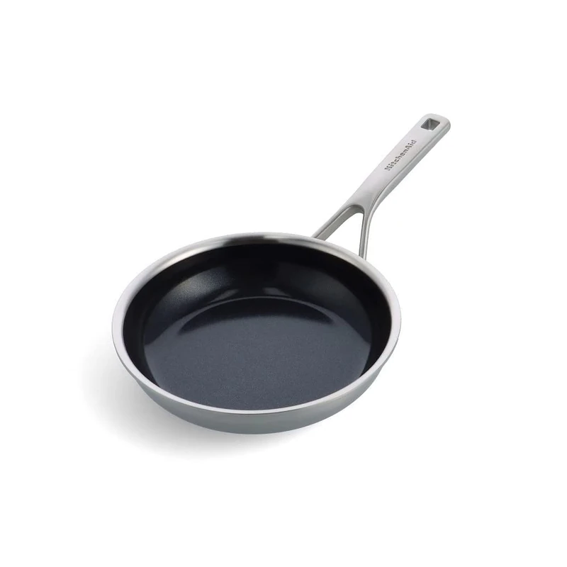 KitchenAid Multi-Ply Stainless Steel PFAS-Free Ceramic Non-Stick 20 cm Frying Pan, 3-Ply, Induction, Multi Clad, Oven Safe, Silver