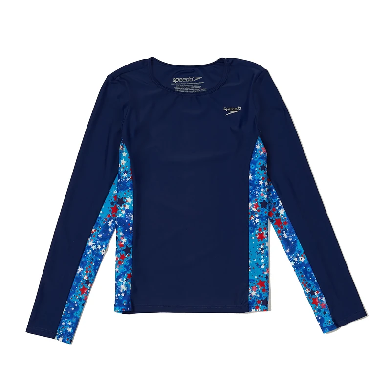 Speedo Girls' Uv Swim Shirt Long Sleeve Rashguard, Bittersweet, MD (10 Big Kid)