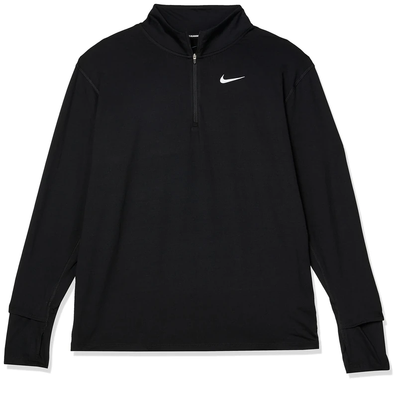 Nike Women's W NK DF Element TOP HZ Sweatshirt, Black/Reflective SILV, 2XL