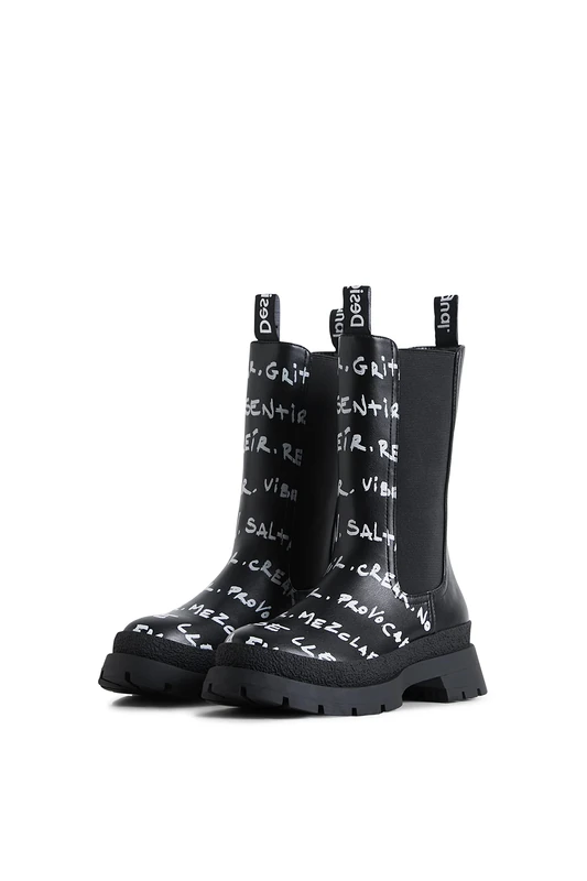 Desigual Women's Shoes_Chelsea High_Lette Snow, Black, 4.5 UK