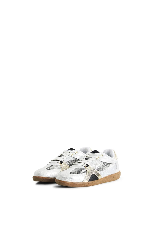 Desigual Women's Shoes_heri_Snake 2004 Silver Sneaker, Black, 7.5 UK