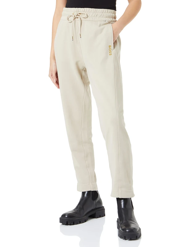BOSS Women's C_ewash Jersey Trousers, Medium Beige, XL