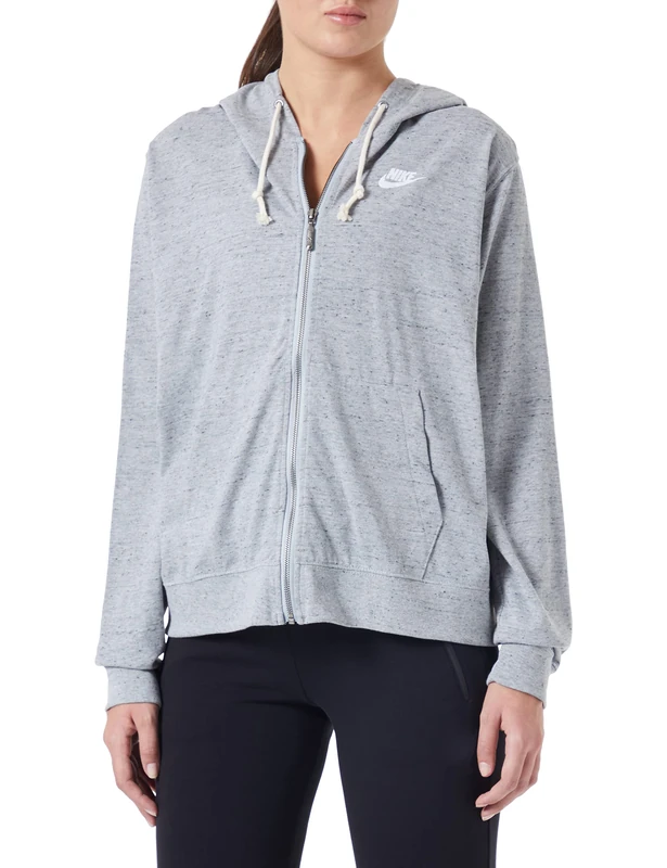 NIKE Gym Vintage Easy Fz Hoodie Dk Grey Heather/White XXL