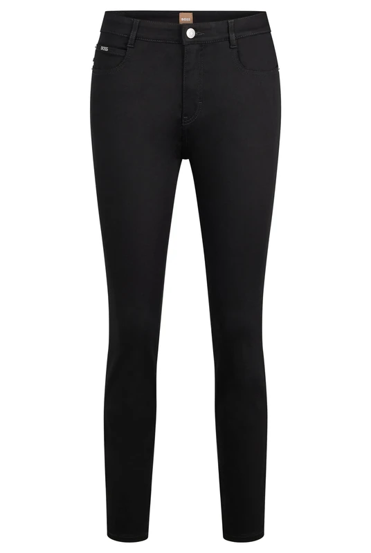 BOSS Womens Slim Crop 4.0 Slim-fit Jeans in Stay Black Super-Stretch Denim