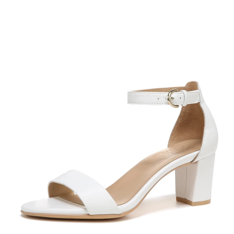 Naturalizer Women's Vera Heeled Sandals, White Leather, Wide Fit, UK 4