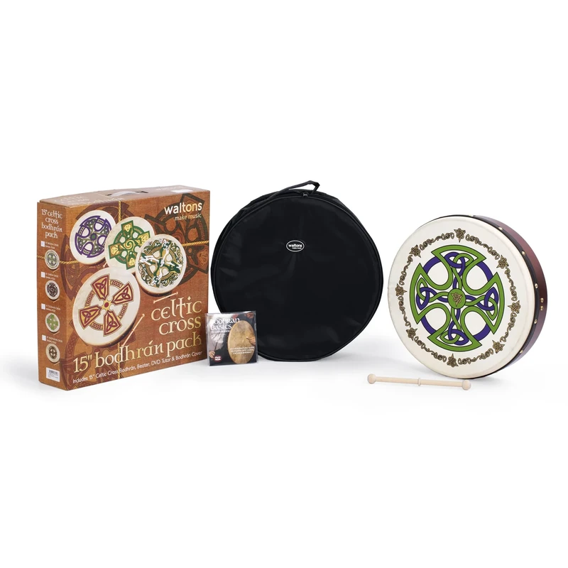 Bodhran 15" Brosna Cross with bag and tipper beater