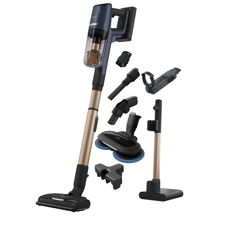 AEG Hygienic 8000 AP81B25WET Battery Vacuum Cleaner with Drying Function/Automatic/5-Stage Filtering/Digital Display/Multi-Floor Nozzle and Mop Nozzle, 3-Tier/Battery Replaceable, Accessories, - Image 1