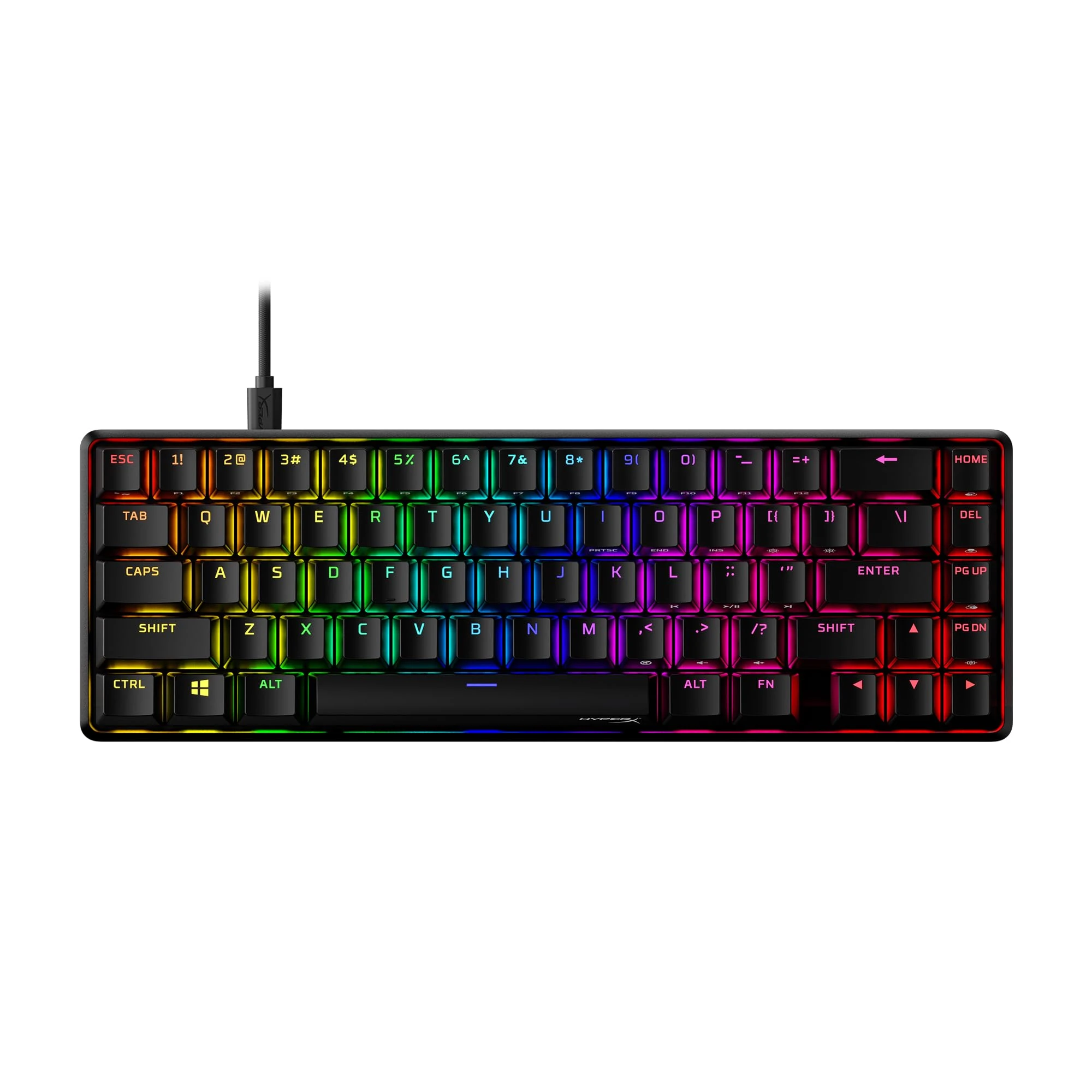 HYPERX 4P5D6AA Alloy Origins 65-Mechanical Gaming Keyboard-Ultra Compact 65% Form Factor – Red Switch (Linear)-Double shot PBT keycaps-RGB LED Backlit - Side Printed Secondary Functions,Black