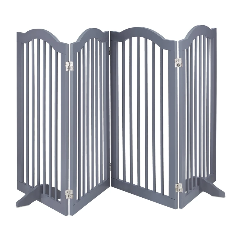 Relaxdays Safety Gate, XL Free-Standing Barrier, Protectiion Fence with Feet, for Children & Pets, HW: 92 x 205 cm, Grey, Fibreboard