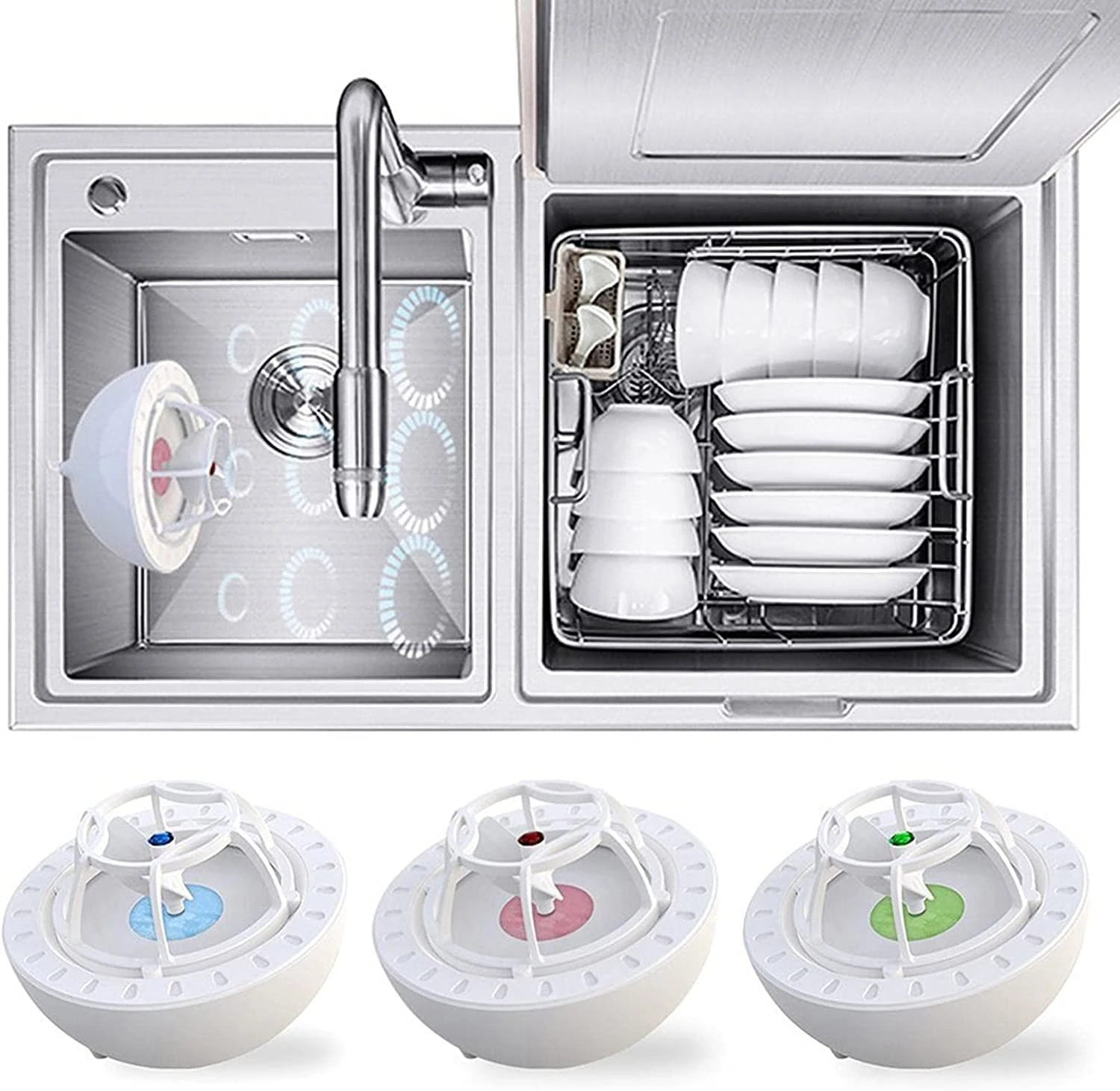 Portable Dishwasher, Lae Aisselle Dishwasher No Plumbing Household Dish Washing Machine Multifunctional Usb No Plumbing, Compact Dishwashers For Kitchen(Blue)