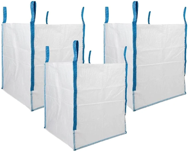 HALSTED Heavy Duty Builder's Bag - 200 Gallon White Woven Polypropylene Construction and Demolition Bulk Bag - Pack of 3