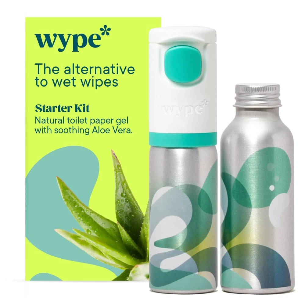 Wype | Starter Kit & Refill Bundle | Toilet Roll Gel | Flushable Wet Wipe Alternative | COSMOS Organic | 1 x Applicator + 2 x Refills (100ml) | 500 Wipes
