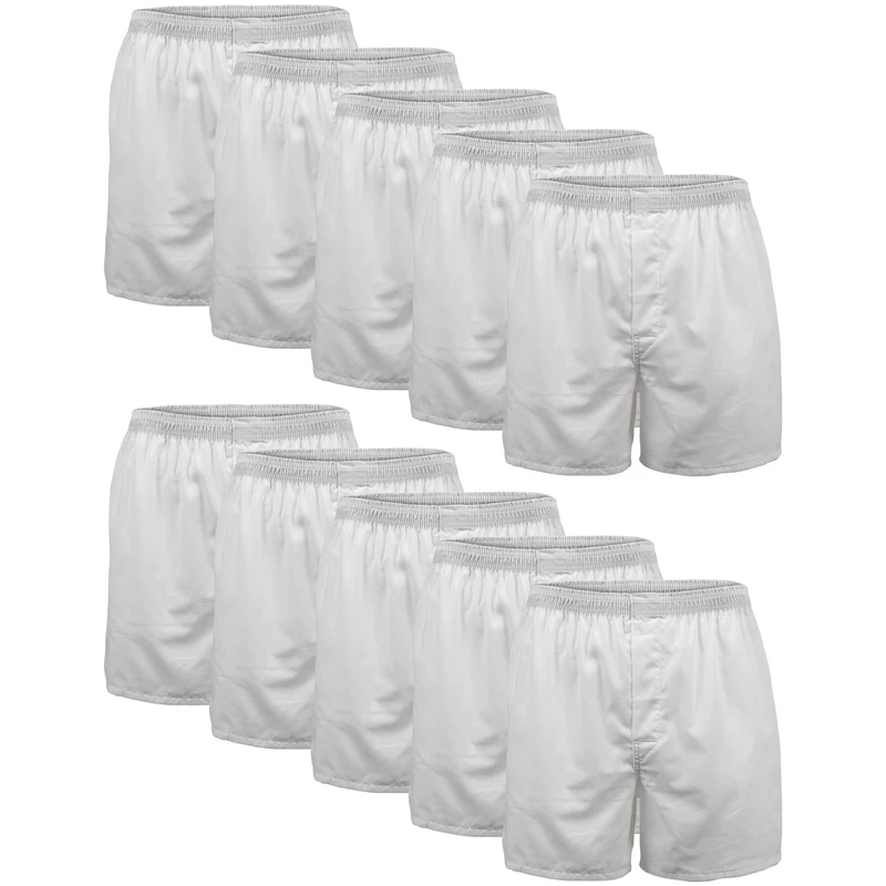 Gildan Men's Underwear Boxers, Multipack Shorts, White (10-Pack), L (Pack of 10)
