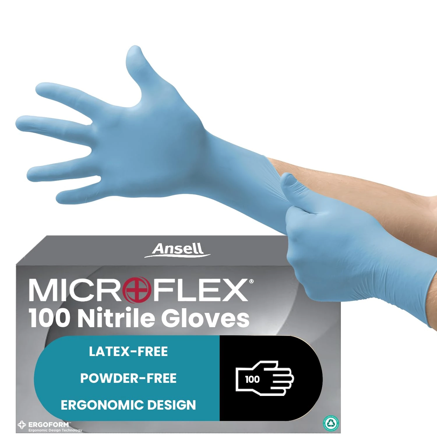 Ansell Microflex 92-134 Latexfreie Einweghandschuhe, Nitrilhandschuhe Puderfrei, Handschuhe Lebensmittelecht Blau, Untersuchungshandschuhe, Einmalhandschuhe S (100 Stück)
