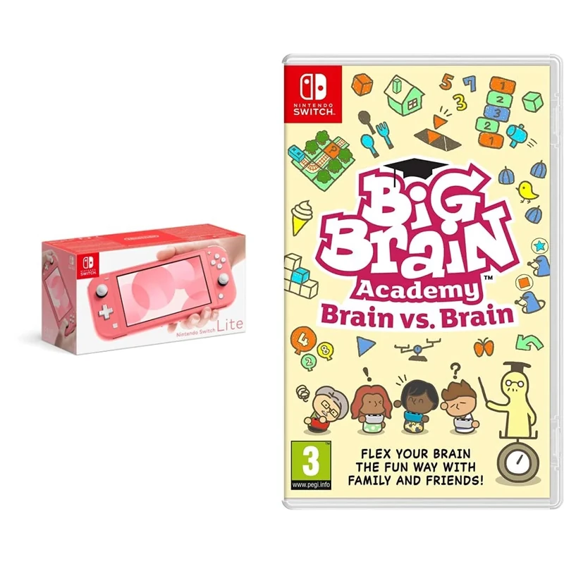 Nintendo Switch Lite - Coral + Big Brain Academy: Brain vs Brain (Nintendo Switch)
