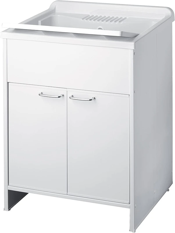 Negrari 9002KAM Washbasin with Outdoor/Indoor Cabinet, PVC Resin 2 Doors 60 x 50 x 85 cm, White, M, 12 units