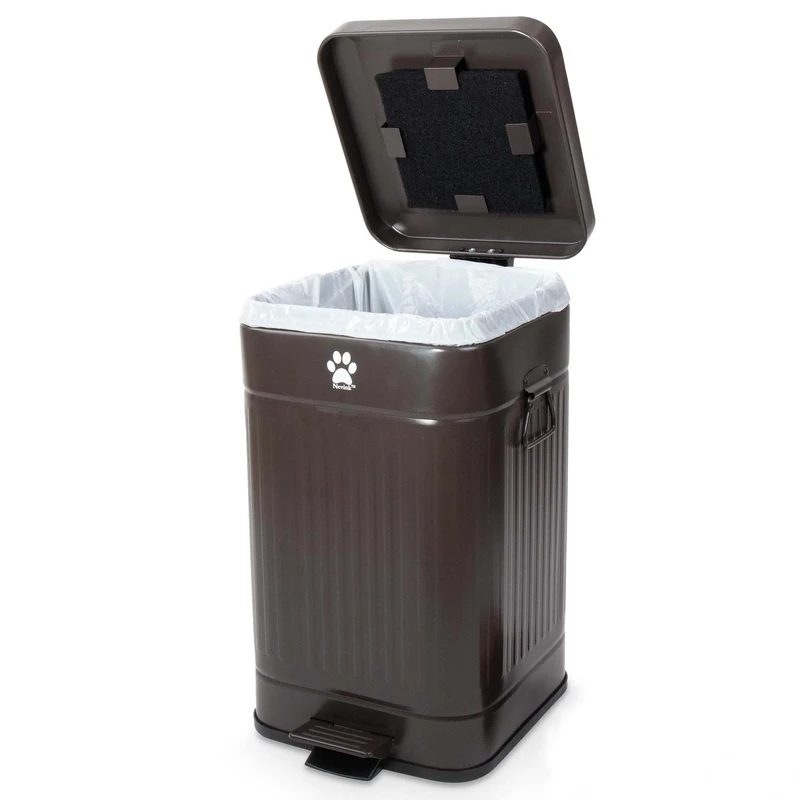 Nevink Dog Poop Trash Can Outside - Outdoor Dog Waste Trash Can with Lid - Odor Proof Waste Station Container for Backyard - 12L/3.2Gal (Mulch)