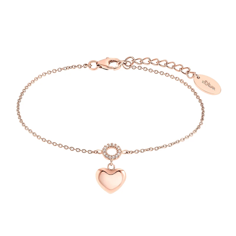 s.Oliver Bracelet 925 Sterling Silver/Stainless Steel for Women, Bracelet, Heart, Comes in Jewelry Gift Box