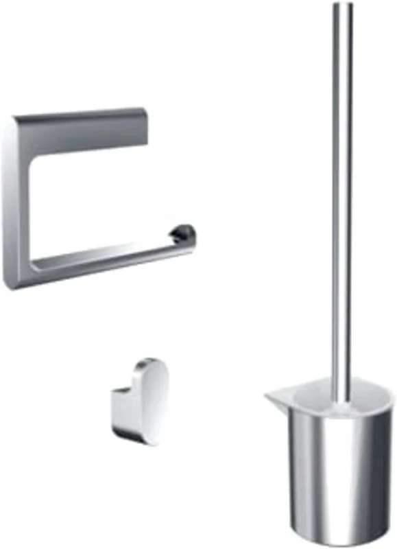 Emco flow toilet chrome, consisting of paper holder, brush set and hook, Brass, 154 x 175 x 485