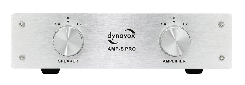 Dynavox AMP-S Pro Amplifier and Speaker Switch in Metal Housing for Stereo and Surround Amplifier, Banana Plug or Clamp Connection, Silver