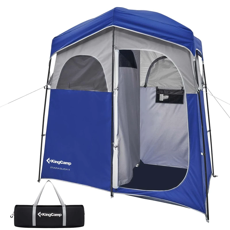 KingCamp Outdoor Privacy Double Shower Tents,BLUE/GREY-USVC4