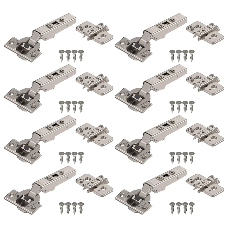 Blum 110 Degree Soft Close Hinges - Full Overlay Soft Close Frameless Application kit Pack of 8