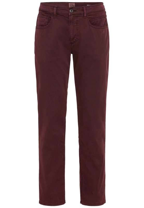 camel active Men's Regular Fit 5-Pocket Trousers, DarkRed, 36 W/34 L