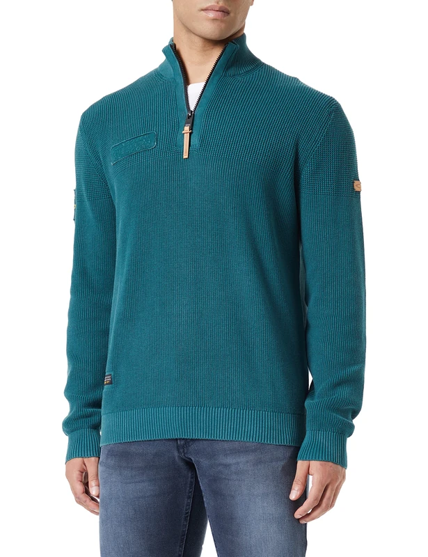 camel active Men's Organic Cotton Jumper, Petrol, L