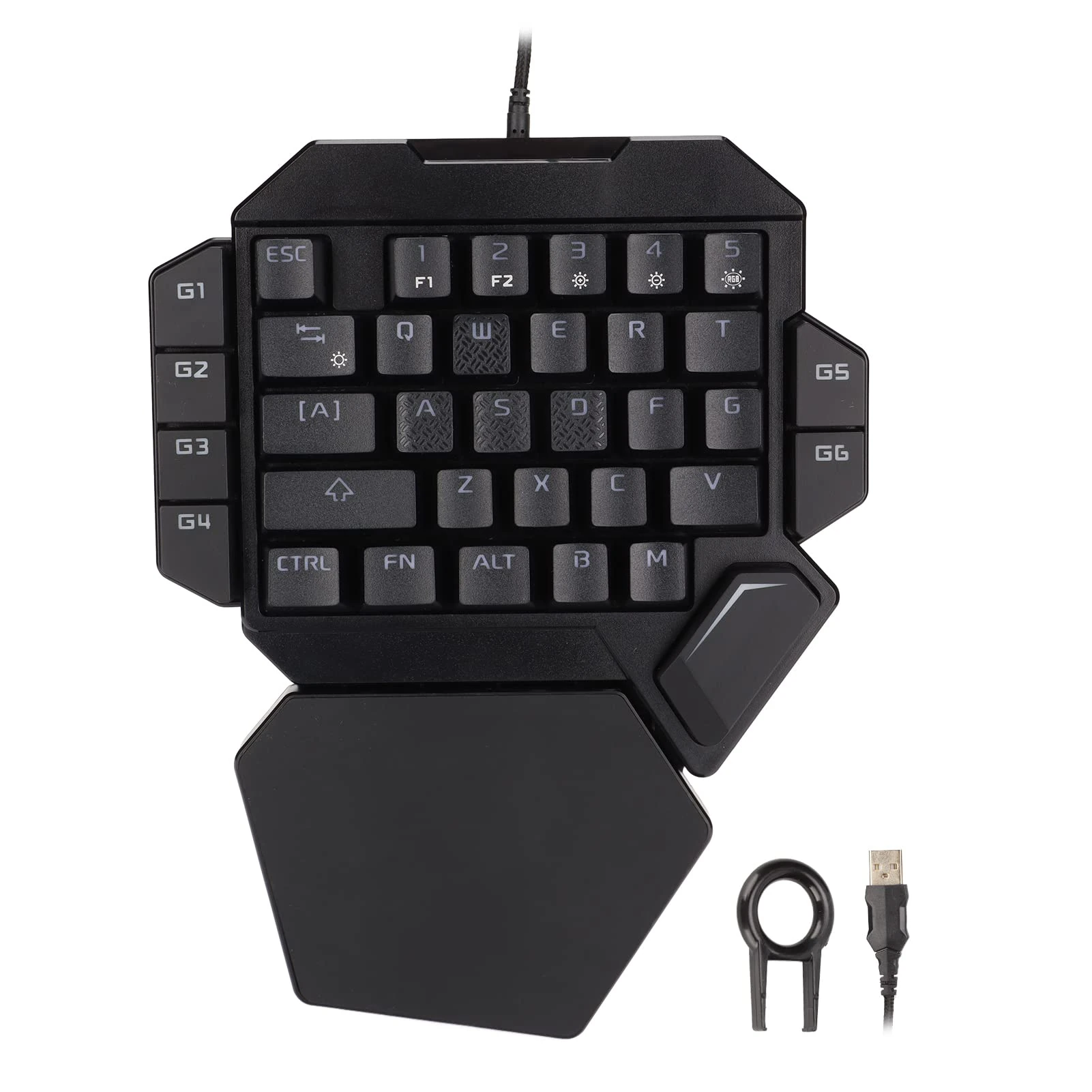 One Handed Gaming Keyboard, RGB Backlit Gaming Keypad 35 Keys Accurate Sensitive Control 6 Programmable Keys Ergonomic Design Half Keyboard for PC Gamer
