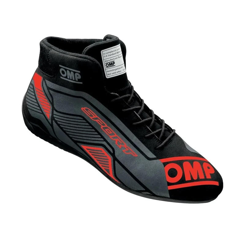 Omp Sport Boots MY2022 Black/Red Size 41 Fia 8856-2018, Unisex Adult Boots, Standard, EU