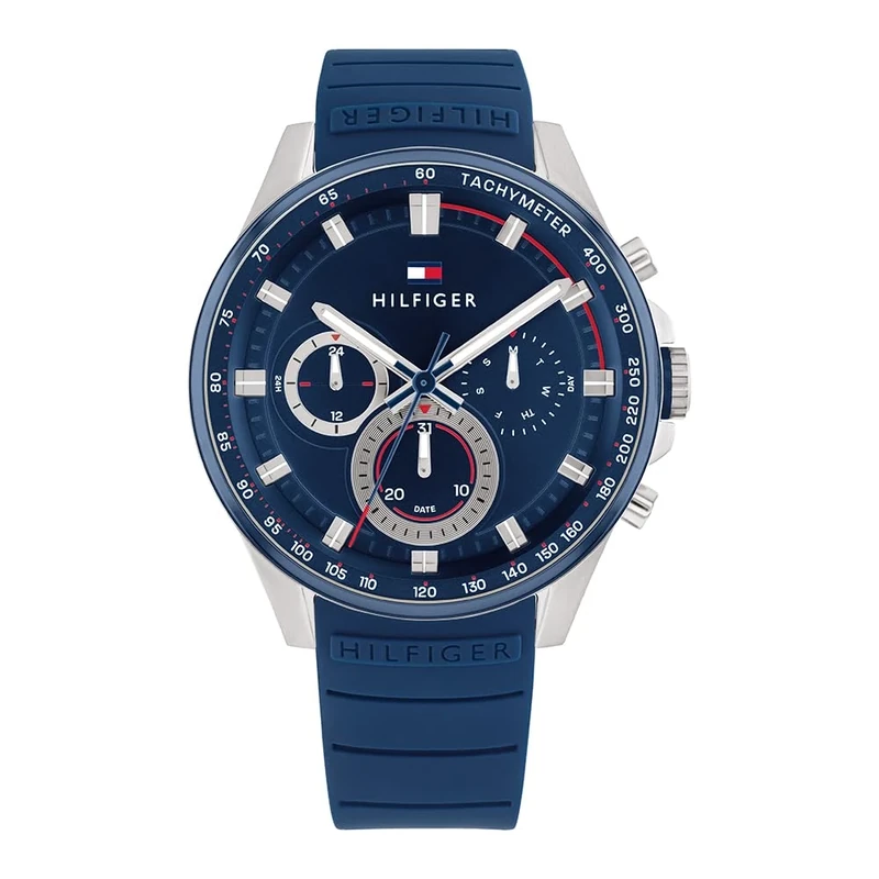 Tommy Hilfiger Analogue Multifunction Quartz Watch for Men with Blue Silicone Bracelet - 1791970