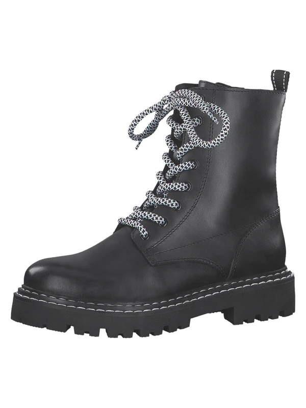 Marco Tozzi Women's 2-2-26294-29 Leather Lace-Up Ankle Boots, Black White, 5 UK