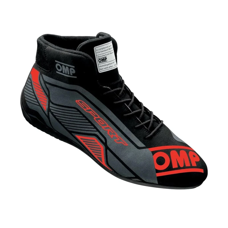 Omp Sport Boots MY2022 Black/Red Size 38 Fia 8856-2018, Unisex Adult Boots, Standard, EU