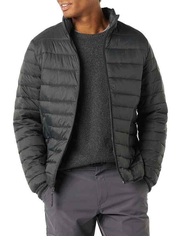 Amazon Essentials Men's Packable Lightweight Water-Resistant Puffer Jacket (Available in Big & Tall), Dark Grey, 3XL Plus