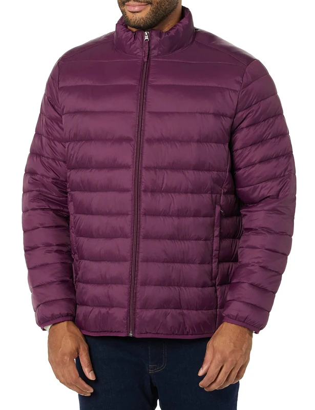 Amazon Essentials Men's Packable Lightweight Water-Resistant Puffer Jacket (Available in Big & Tall), Dark Purple, XS