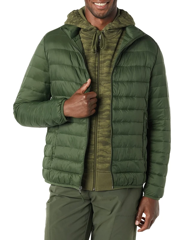 Amazon Essentials Men's Packable Lightweight Water-Resistant Puffer Jacket (Available in Big & Tall), Dark Green, 3XL Plus Tall