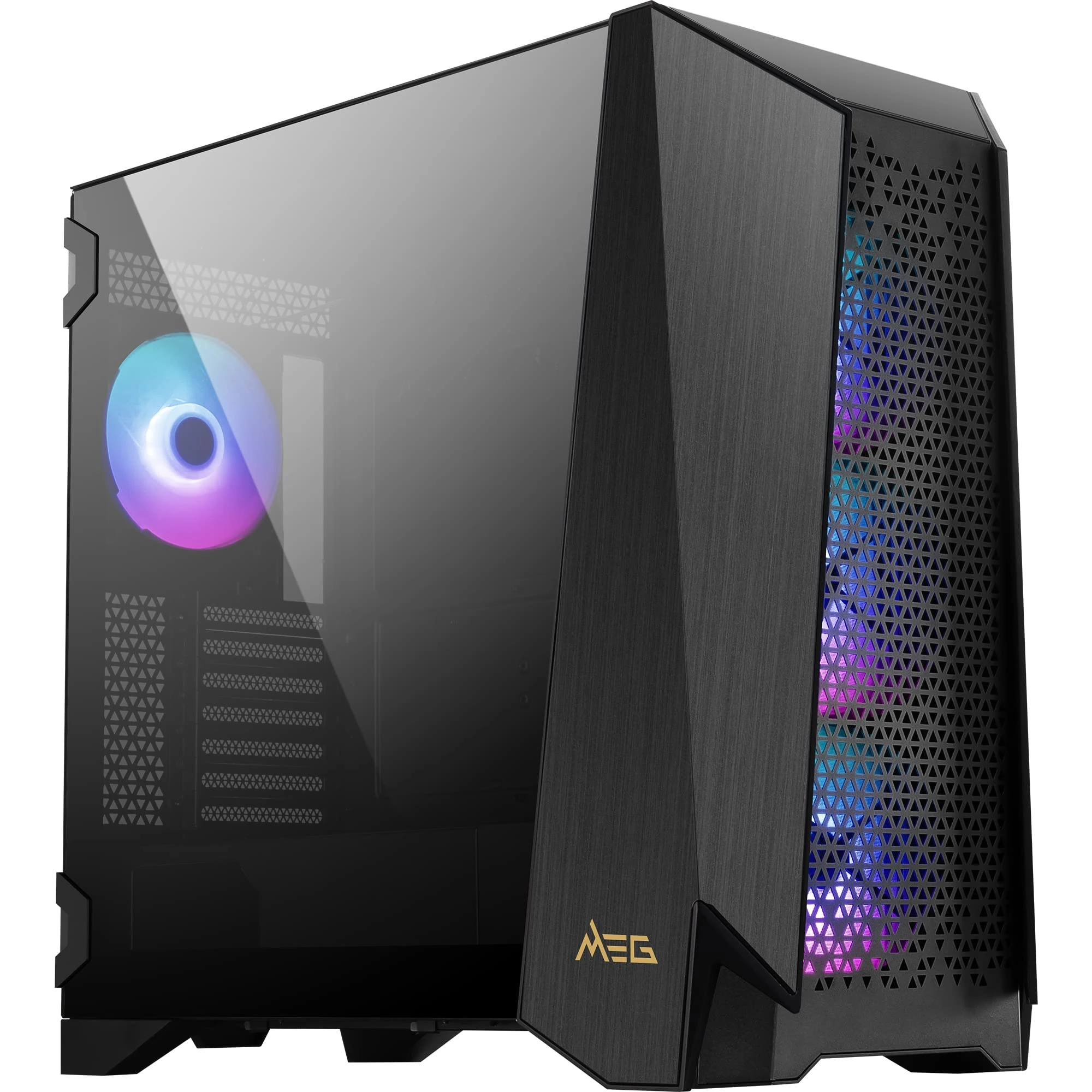 MSI MEG PROSPECT 700R Full Tower Gaming Computer Case 'Black, 4x 140mm ARGB Fans, 4.3'' Touch Panel, Vertical GPU Mount, USB Type-C, Tempered Glass, MSI Center, E-ATX, ATX, mATX, mini-ITX'