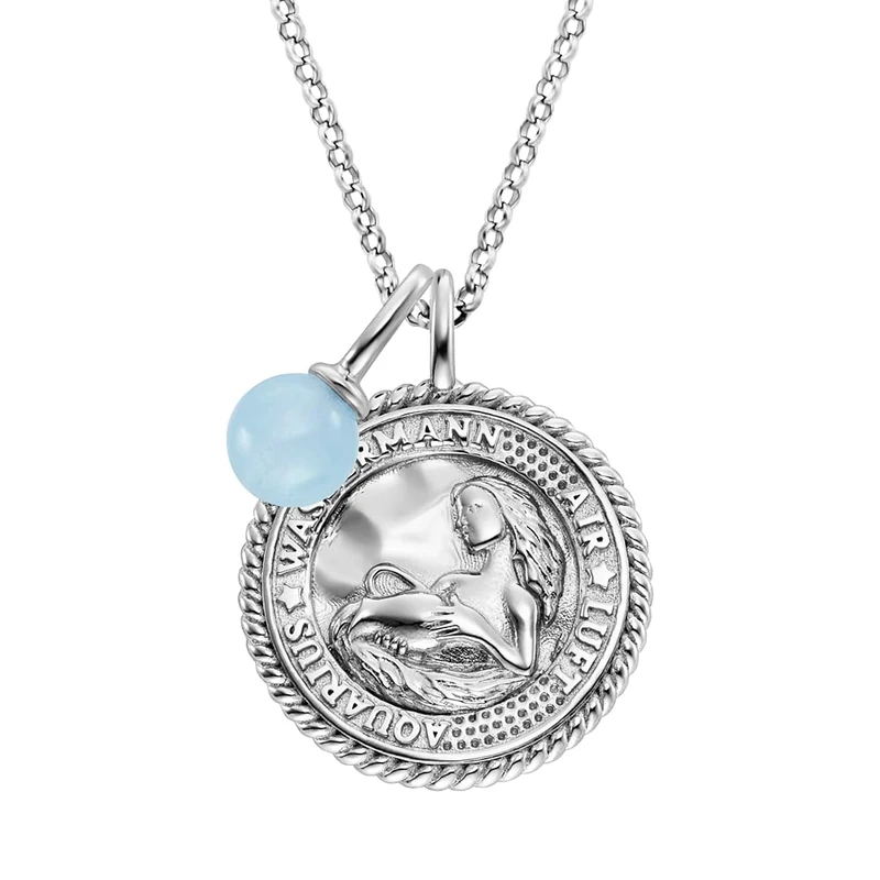 Engelsrufer Angel Whisperer ERN-AQUARIUS-BA-ZI Pendant with Chain – Sterling Silver, Aquarius with Agate