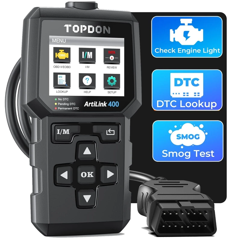 TOPDON AL400 OBD2 Diagnostic Tool 10 OBD2 Functions Check Engine Light Smog Emission Test O2 Sensor Test EVAP Lifetime Free Updates