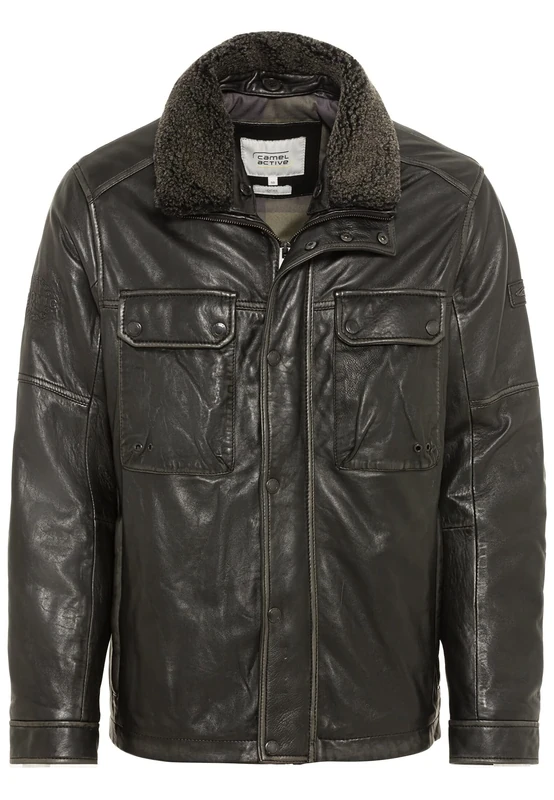 camel active Men's 431200/8J08 Leather Jacket, Anthra, 64