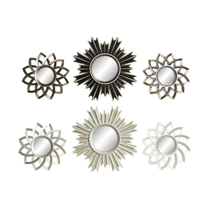 DKD Home Decor Wall Mirror Champagne Light Copper Polypropylene (35 x 2 x 35 cm) (2 Pack)