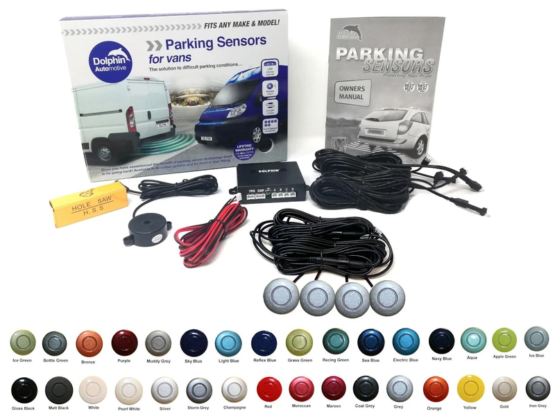 Dolphin Automotive VPS400 Rear Van Reverse Parking Sensor Rear Kit, 4 Sensors with Extensions and Audio Alerts (Grey)