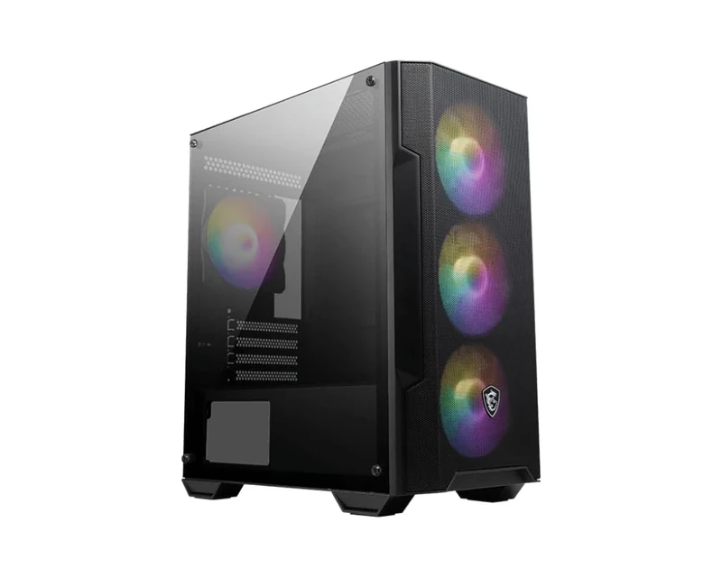 MSI MAG FORGE M100A Mini Tower PC Case - Supports Micro-ATX and Mini-ITX, Mesh Front Panel, 4 x 120mm Automatic RGB Fans, Magnetic Dust Filter, USB 3.2 Gen1 Type-A Port