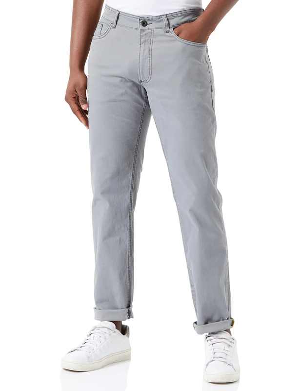 camel active Men's Regular Fit 5-Pocket Trousers, Gray, 31 W/34 L