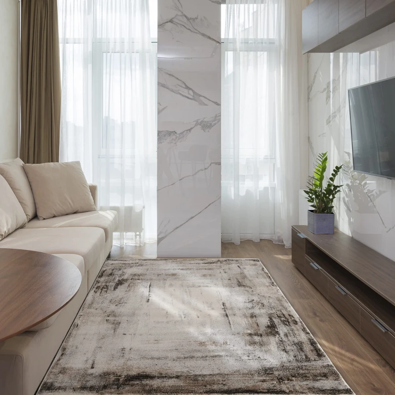 ECOMMERC3 Babek – Salon Rug Short Pile Grey 120 x 170 cm with Velvet Feel | Cotton and Soft Polyester Carpet in High Density for Easy Cleaning - Image 1